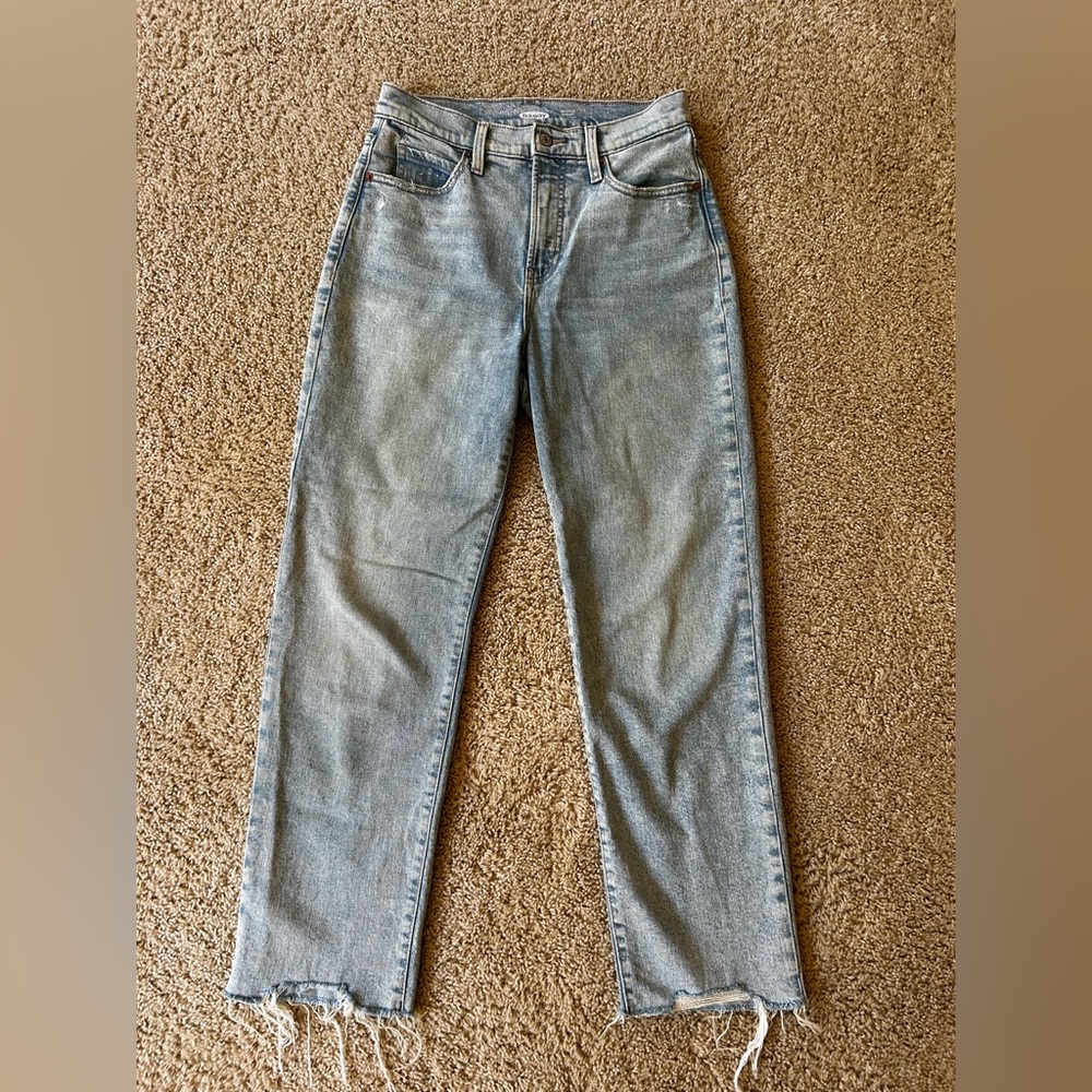 Size 2 Old Navy Sky-Hi Straight Extra High Rise Light Blue Jeans